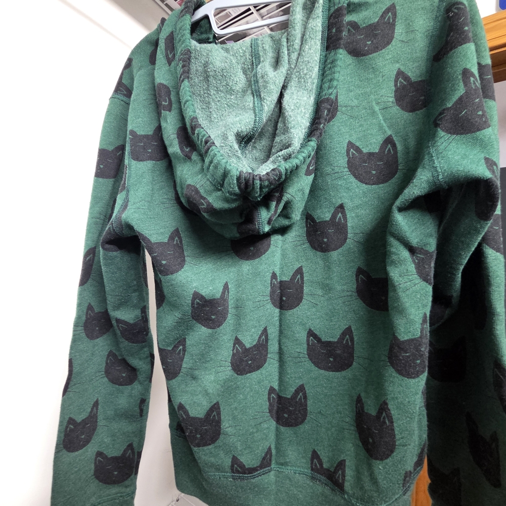 Mossimo Supply Co. Forest Green Hoodie with Black Cat Accents - Picture 3 of 4